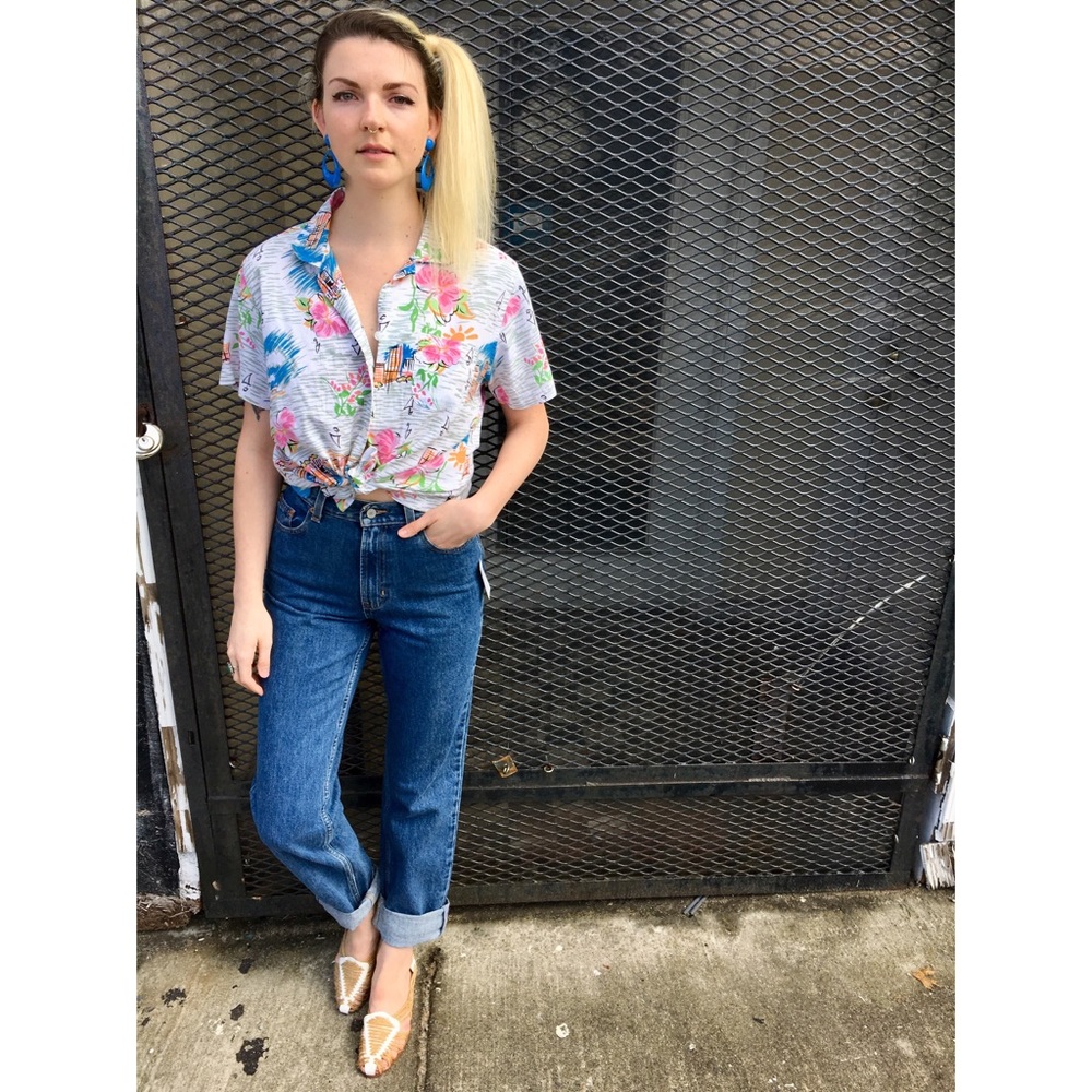 Vintage print button up